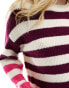 JDY wide sleeve jumper in purple and pink stripe