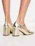 ASOS DESIGN Selene mary jane mid block heeled shoes in gold