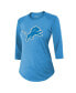 Фото #4 товара Women's Threads Aidan Hutchinson Blue Detroit Lions Name & Number Raglan 3/4 Sleeve T-shirt