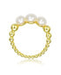 ფოტო #2 პროდუქტის Sterling Silver 14K Gold Plated and 4.5MM 3 Fresh Water Pearls Ring