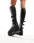 Фото #3 товара Lamoda Lift Up chunky knee boots with cut out buckle detail in black