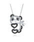 ფოტო #1 პროდუქტის Whimsical Cute Zoo Animal Black White Cubic Zirconia Pave CZ Open Panda Bear Pendant Necklace For Women Teen Rhodium Plated Brass