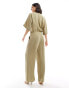 Pretty Lavish balloon sleeve shirred jumpsuit in olive