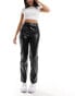 Фото #8 товара River Island shiny croc effect straight leg trouser in black