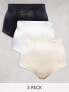 Simply Be 3 pack highwaisted briefs in black, white and neutral