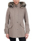 ფოტო #1 პროდუქტის Women's Faux-Fur-Trim Hooded Wool Blend Walker Coat