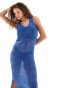 Noisy May crochet midi dress in bright blue