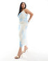 Pretty Lavish Curve Keisha cowl neck ruched midaxi dress in blue floral