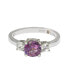 ფოტო #2 პროდუქტის Pink Sapphire & Lab-Grown White Sapphire 3 Stone Bridal Ring in Sterling Silver by Suzy Levian