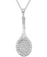 ფოტო #1 პროდუქტის Diamond Tennis Racket 18" Pendant Necklace (1/10 ct. t.w.) in Sterling Silver