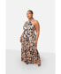 Фото #1 товара Plus Size Kenya Leopard Halter Maxi Slip Dress