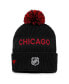 Фото #2 товара Men's Black, Red Chicago Blackhawks 2022 NHL Draft Authentic Pro Cuffed Knit Hat with Pom