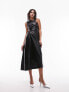 Topshop PU assymetric cut out detail midi dress in black 40 - фото #5