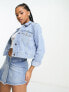 Фото #1 товара Hollister cropped denim jacket in mid wash blue