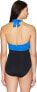 LAUREN RALPH LAUREN Women's 182784 Halter One-Piece Swimsuit Black/Blue Size 14