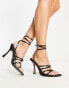 ASOS DESIGN Niche ring detail strappy high sandals in black croc