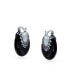 ფოტო #4 პროდუქტის Boho Bali Style Tribal Black Natural Onyx Oval Half Crescent Hoop Earrings For Women Oxidized Milgrain Caviar Bead 925 Sterling Silver