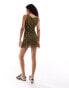 COLLUSION cowl neck mini dress in green