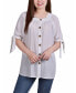 Petite Size Elbow Sleeve Tie-Sleeve Blouse