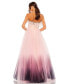 Women's Strapless Feather Hem Tulle Gown