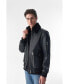 Men's Detachable Shearling Collar Leather Jacket, Jumbo Black