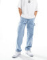 Jack & Jones loose fit carpenter jeans in light blue wash Синий, W33 L32 - фото #8