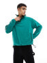 ASOS DESIGN oversized half snap sweatshirt in green polar fleece