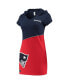 ფოტო #2 პროდუქტის Women's Navy and Red New England Patriots Hooded Mini Dress