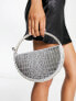 Фото #7 товара Public Desire The Alessia jewel clutch bag in silver croc