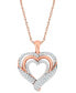 Фото #1 товара Macy's diamond Wrapped Heart Pendant Necklace (1/2 ct. t.w.) in 14k Rose Gold-Plate Sterling Silver