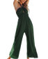 ფოტო #1 პროდუქტის Women's Forest Green Halterneck Keyhole Wide Leg Jumpsuit