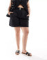 Фото #1 товара ONLY Curve belted high waist short co-ord in black