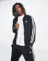 adidas Training 3 stripe tracksuit in black