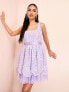 ASOS LUXE embroidered corset exaggerated tulle mini dress in purple 34 - фото #7