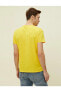 Erkek Sarı Baskılı T-Shirt Kisa Kollu Pamuklu