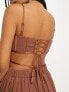 Фото #2 товара ASOS DESIGN corset detail cut out strappy midi skater dress in chocolate