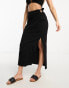 4th & Reckless onyx beach ring side midi skirt co-ord in black Черный, 34 - фото #4