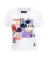 Women's White Mickey Friends Besties Expression Baby Doll Cropped T-Shirt