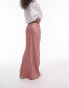 Topshop satin maxi bias skirt with elastic trim in pink