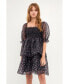 Фото #2 товара Women's Floral Organza Double Ruffled Baby Doll Dress