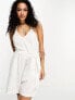 ONLY belted halter neck linen playsuit in white