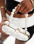 True Decadence structured satin bag with pearl handle in off white - фото #3