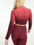 Hummel Cropped fitted sweatshirt with half zip in dark red