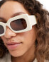 Фото #2 товара Monki small rectangle chunky frame sunglasses in beige ombre