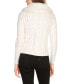 Фото #9 товара Black Label Women's Faux Fur Collared Cable Cardigan Sweater