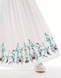 YAS Festival embroidered maxi boho skirt with tie waist in white - WHITE weiß, S - фото #9