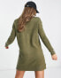 Фото #4 товара River Island ribbed panel jumper mini dress in khaki