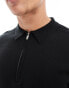 Фото #4 товара Selected Homme half zip long sleeve polo shirt in black