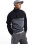 Calvin Klein textured debossed quarter zip sweatshirt in black