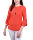 Petite 3/4 Tulip Sleeve Top with Necklace